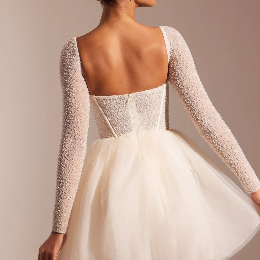 Oh Polly Embellished Long sleeve Tulle Mini Dress - Picture 2 of 3